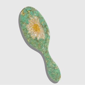 Solar Eclipse Hand-Painted Waterlily July Birthday Acetate 2-1 Daily Hair Brush